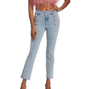 Generation Love Sizes 27 Justine Button Fray Denim Pants, Light Blue